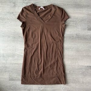 3/$40 Vintage Y2K Digital Clothing Chocolate Brown V-Neck Long Top
